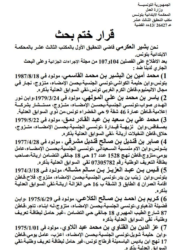 Juge Bechir Akremi Report judge Bechir Akremi